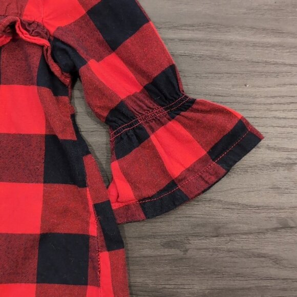 Carters Buffalo Plaid Top Flare Long Sleeve Winter Holiday Christmas - Picture 3 of 10